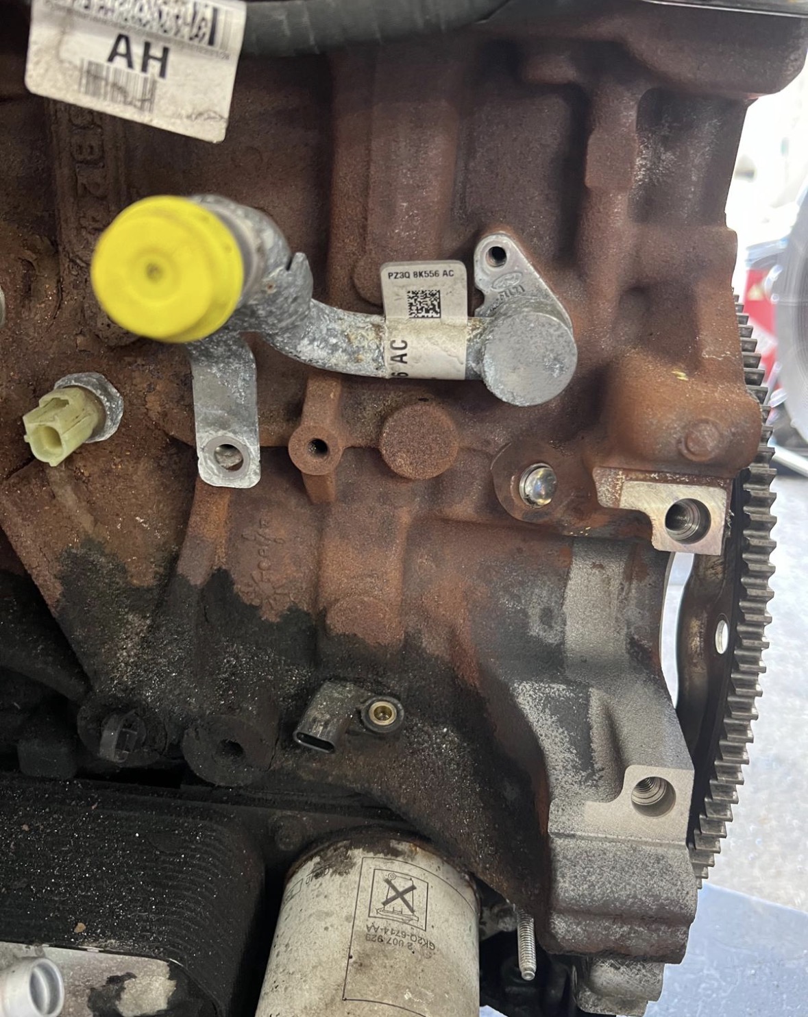 Ford Engine Block — Heavy Surface Rust (Before)
