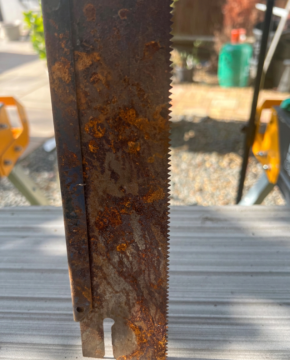 Hand Saw Blade — Heavy Rust (Before)